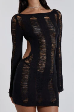 Jaded London Black Umbra Shredded Mini Dress -JADEDLDN Sales reshootsww2103