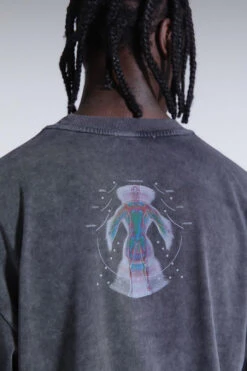 Energy Orb Print Acid Wash Long Sleeve Top -JADEDLDN Sales washedblackitvtee4