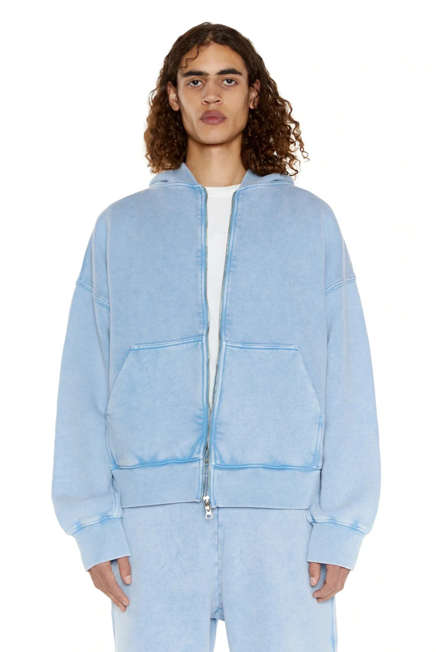 NTRLS Powder Blue Oversized Zip Through Hoodie 3 NTRLS Powder Blue Oversized Zip Through Hoodie