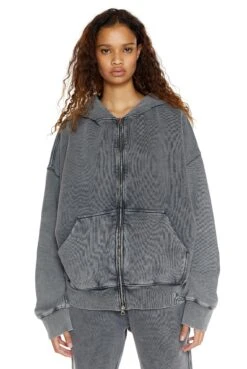 Jaded London NTRLS Chrome Grey Oversized Zip Through Hoodie