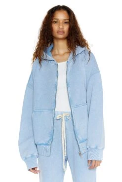 Jaded London NTRLS Powder Blue Oversized Zip Through Hoodie -JADEDLDN Sales ziphoodiew p 5